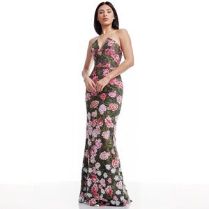 Dress the Population Fernanda Strapless Floral Evening Gown